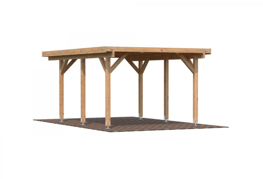 Carport bois 18,4m² brun marron