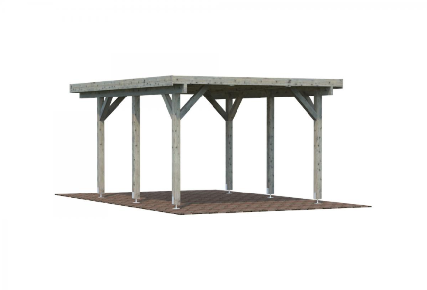 Carport bois 18,4m² gris