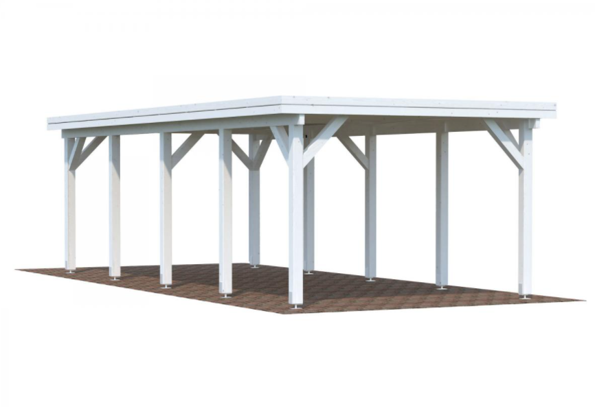 Carport bois 23,1m² blanc