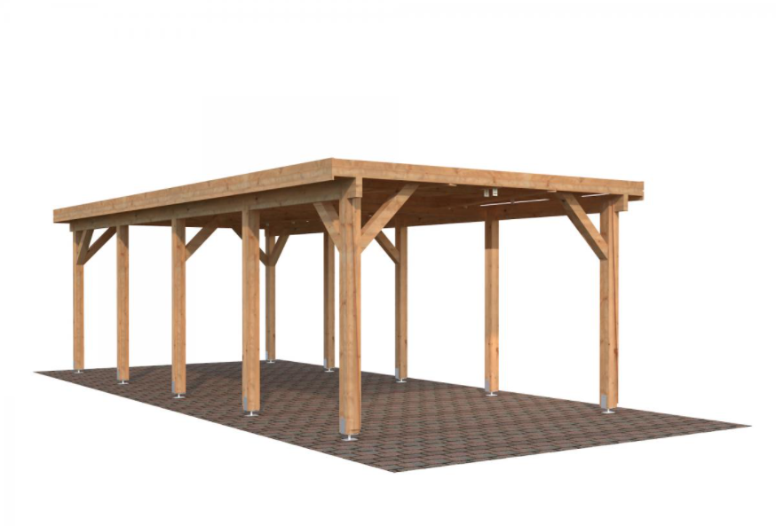 Carport bois 23,1m² marron