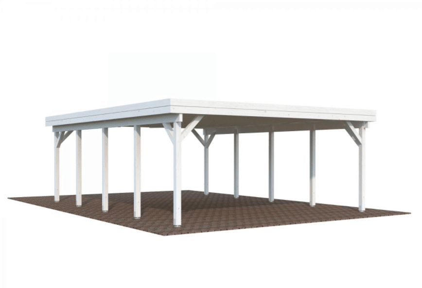 Carport bois 40,6m² blanc