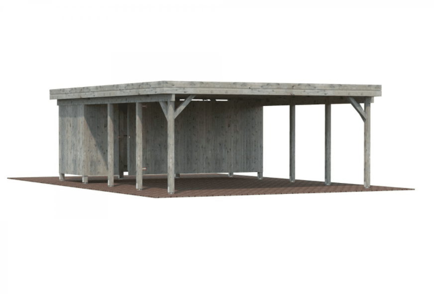 Carport bois avec annexe 40,6m² gris