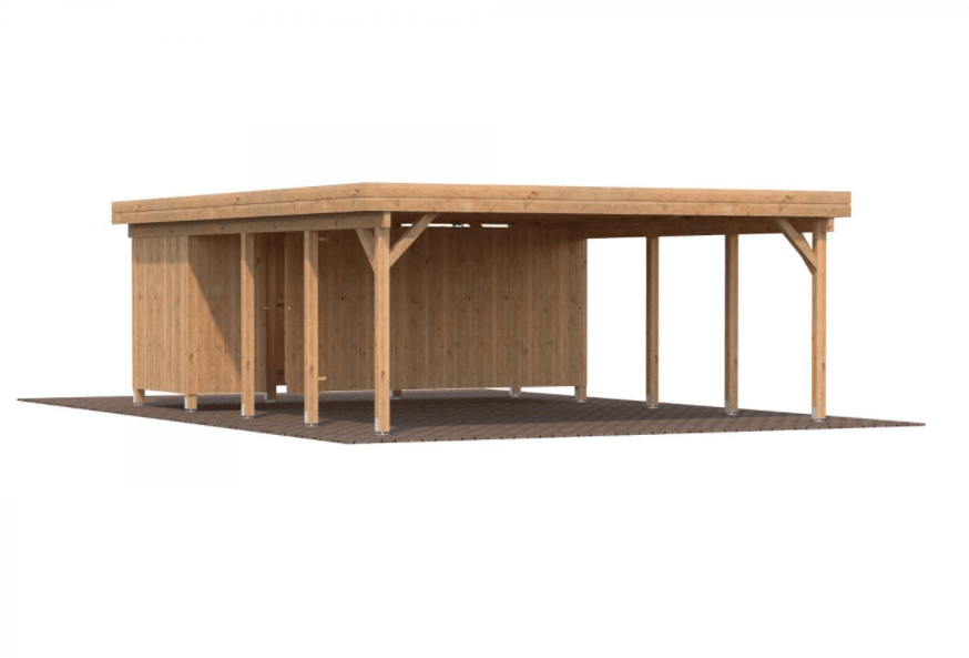 Carport bois avec annexe 40,6m² marron
