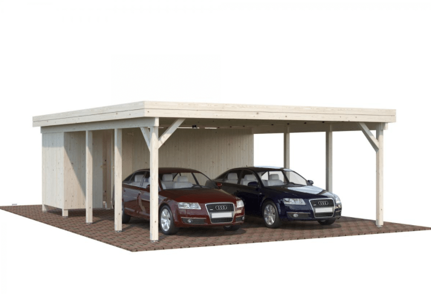 Carport bois avec annexe 40,6m² naturel