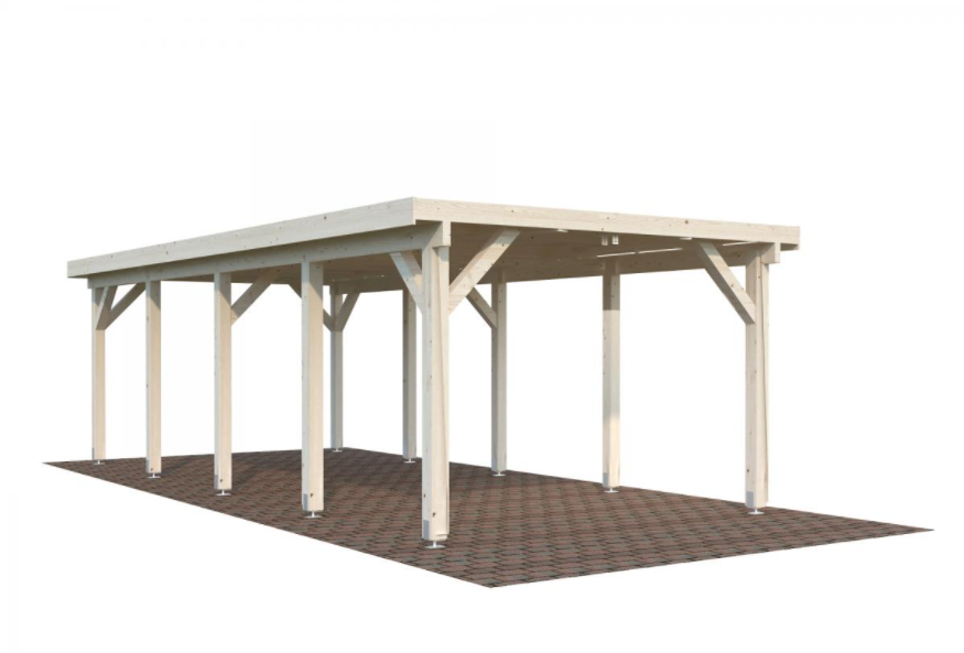 Carport bois naturel 23,1m²