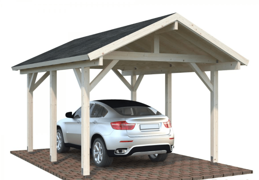 Carport bois naturel