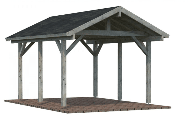 Carport bois traité gris